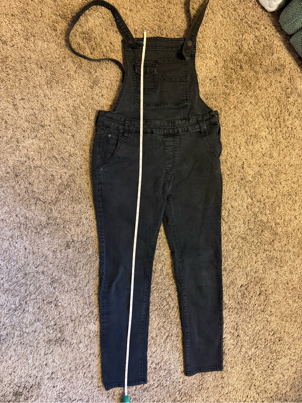 Free People Black Denim Overalls
